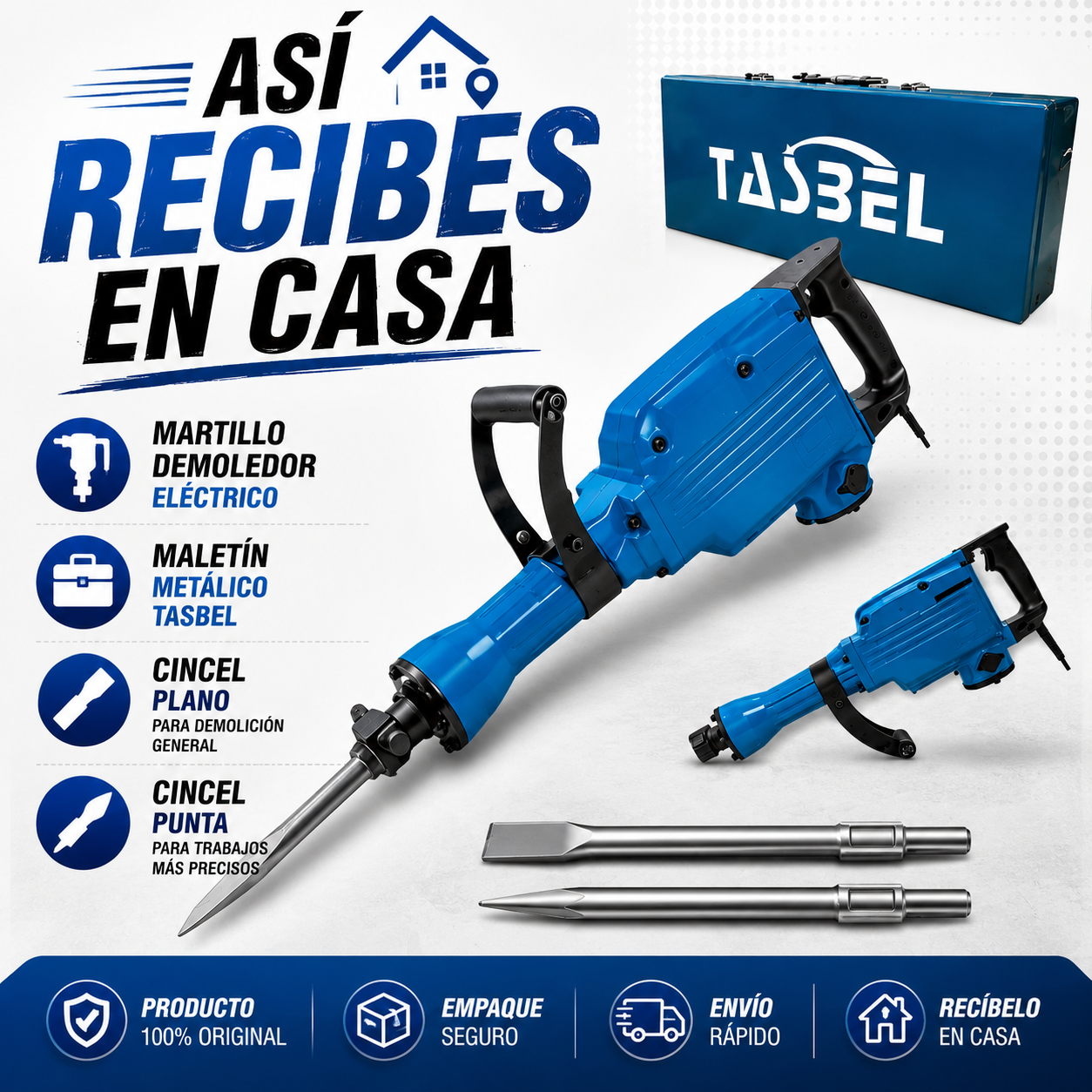 CANGO 3800W Martillo Demoledor Eléctrico con 50 J