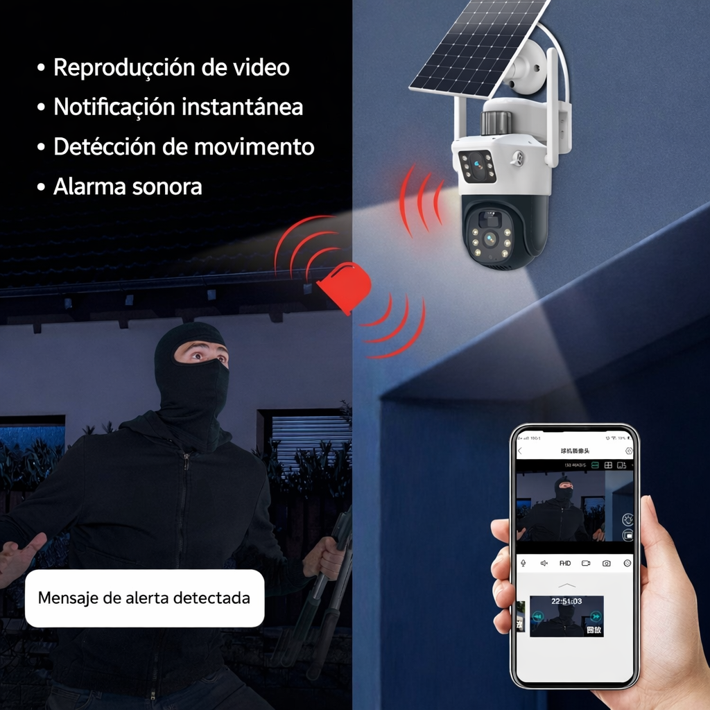Cámara Solar Mcasa 2K Doble Lente 360°