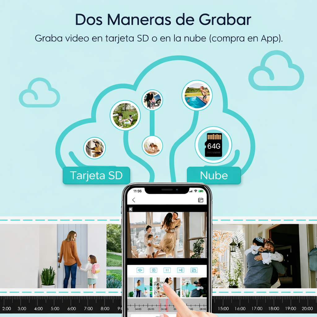 Cámara de Seguridad con panel Solar  - 2 lentes y visión nocturna a color PTZ 360 WiFi