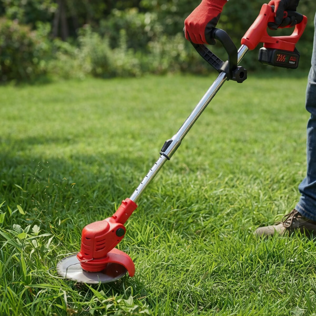 Set 4 Herramientas Jardin Rojo Tasbel - Cortador de cesped + Tijera para podar + Soplador + Sierra