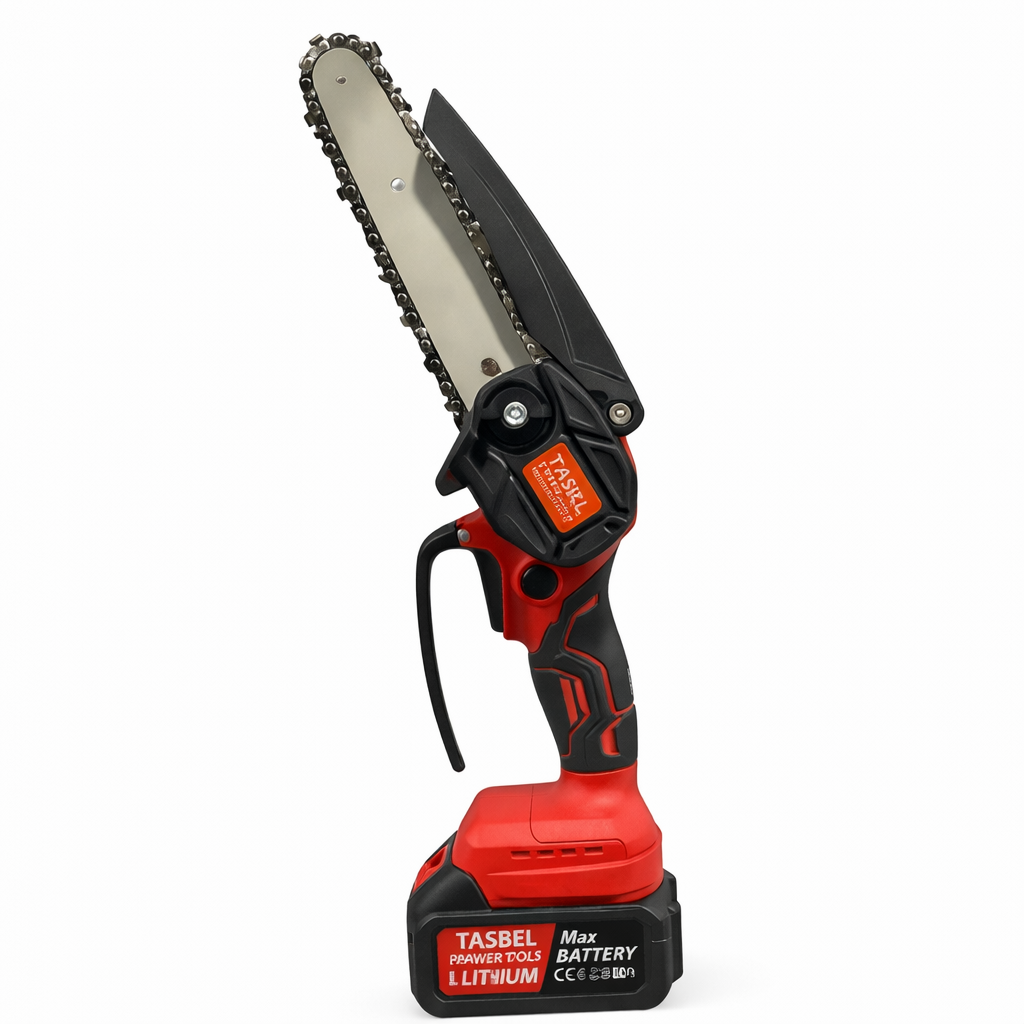 Set 4 Herramientas Jardin Rojo Tasbel - Cortador de cesped + Tijera para podar + Soplador + Sierra