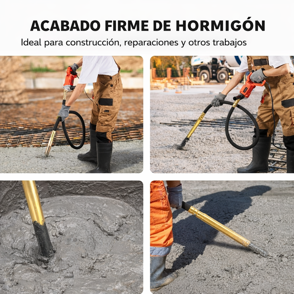 Vibrador de concreto y Hormigón de 800 Watts. Manguera de 1 metro / Deja el Concreto firme y compacto