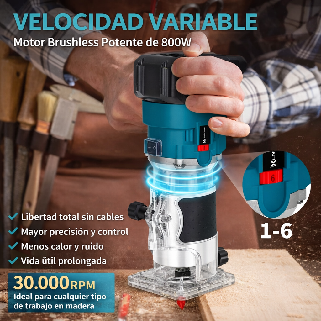 Fresadora Madera Inalambrica Tasbel