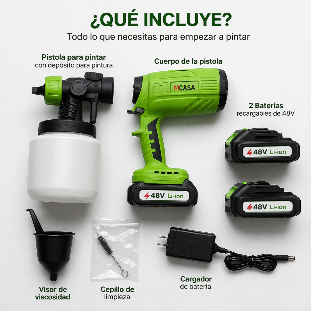 Pistola para Pintar Inalámbrica MCasa 48V con 2 Baterías