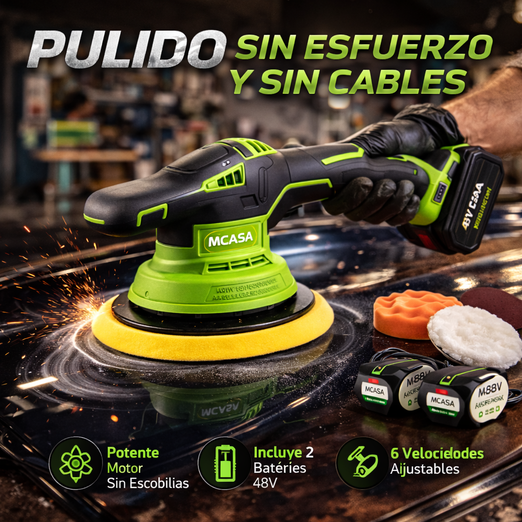 Pulidora Polichadora de 6 ´pulgadas  con Accesorios Mcasa   con 2 Baterias 48V