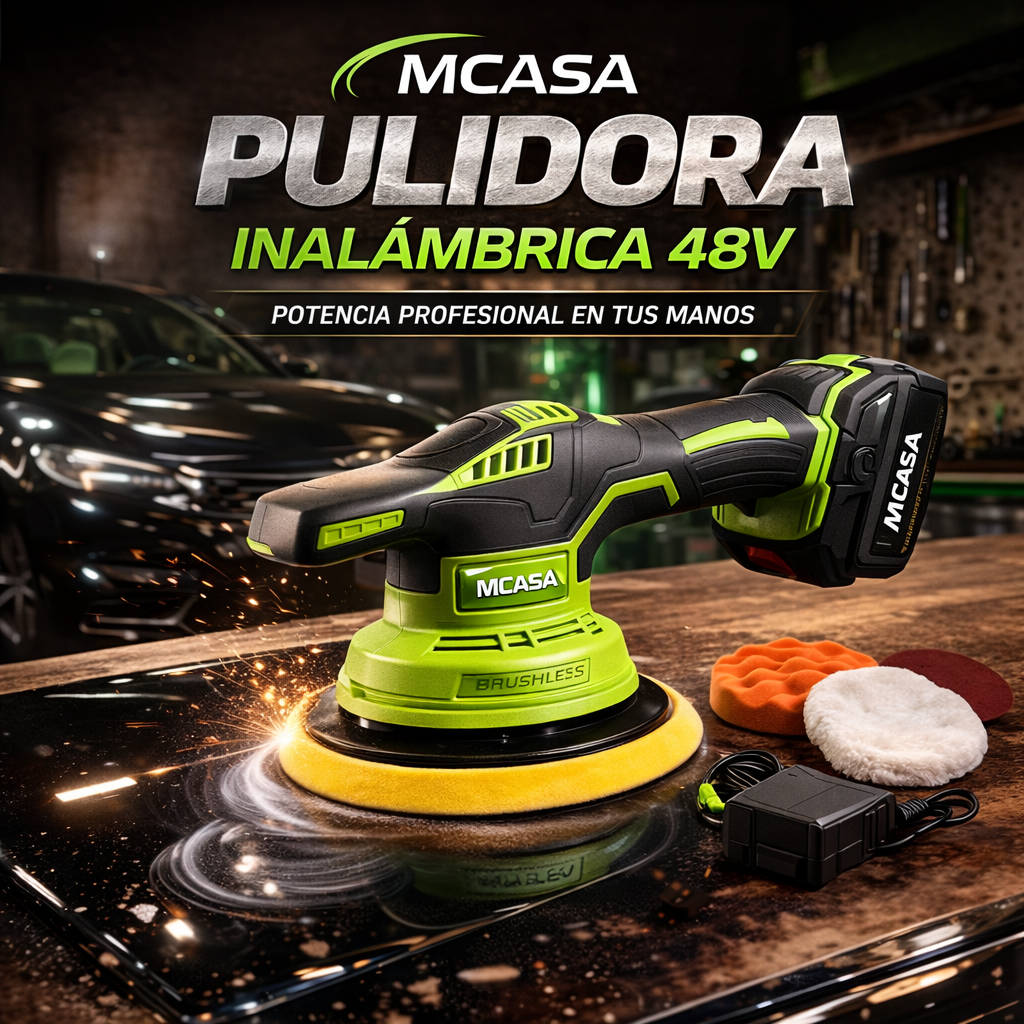 Pulidora Polichadora de 6 ´pulgadas  con Accesorios Mcasa   con 2 Baterias 48V