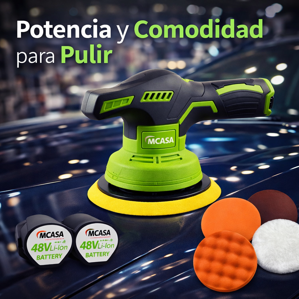 Pulidora Polichadora de 6 ´pulgadas  con Accesorios Mcasa   con 2 Baterias 48V