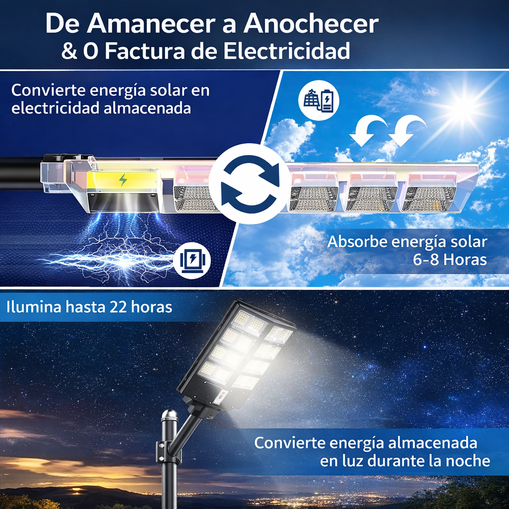 Foco Solar LED Exterior 1000W – Iluminación Potente y Eficiente 🌞💡