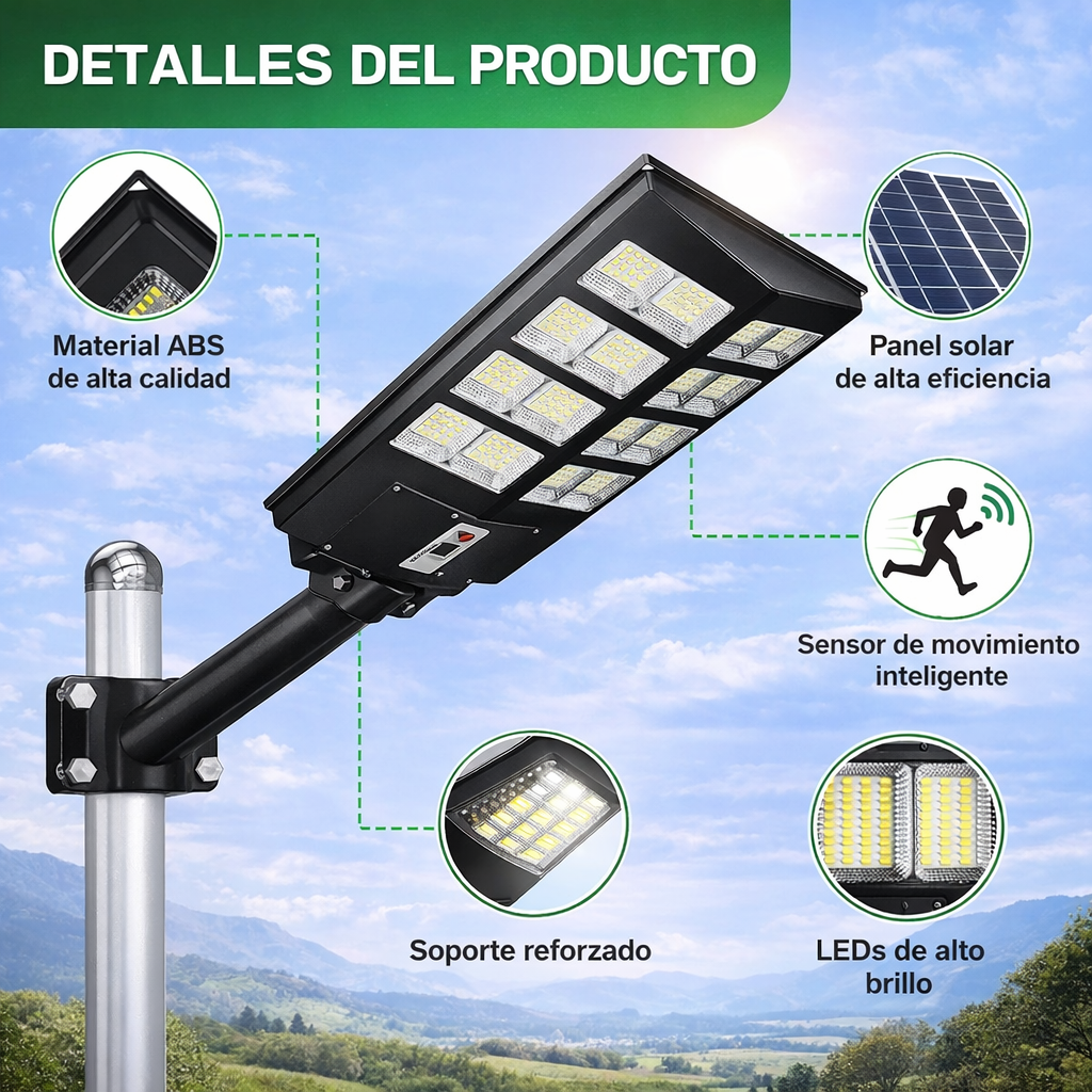 Foco Solar LED Exterior 1000W – Iluminación Potente y Eficiente 🌞💡