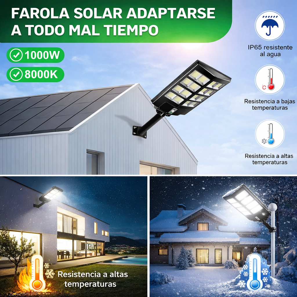 Foco Solar LED Exterior 1000W – Iluminación Potente y Eficiente 🌞💡