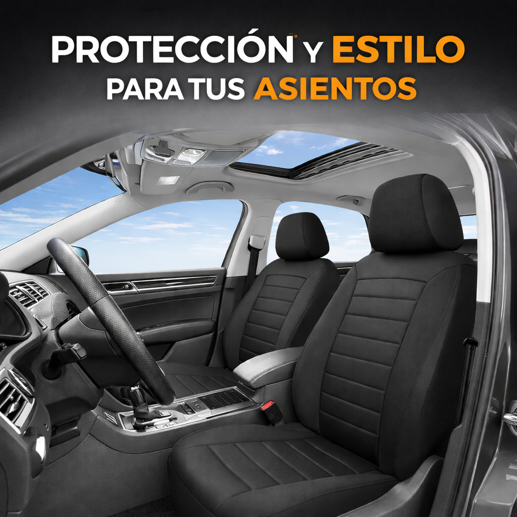 🧰 FORRO CUBRE ASIENTOS AUTO EN ECOCUERO Negros – PROTECCIÓN Y ESTILO 360°