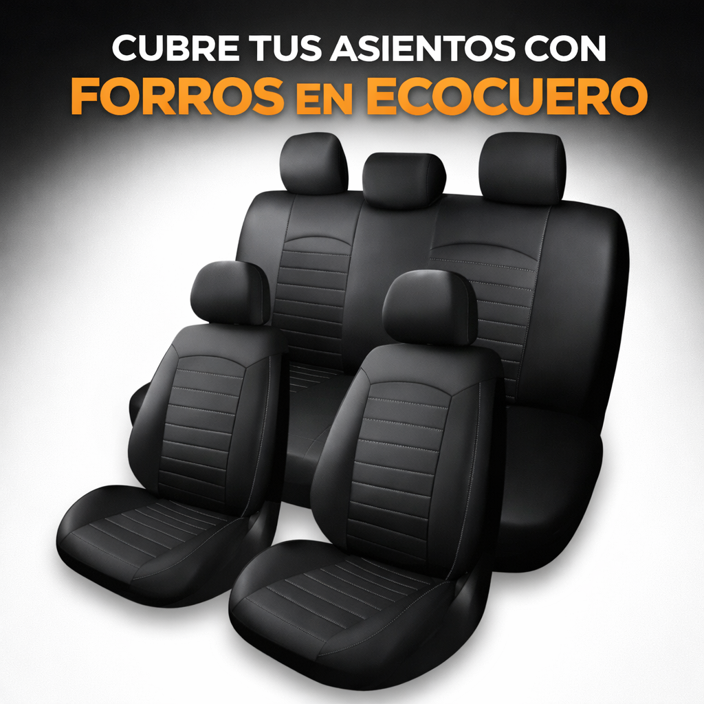 🧰 FORRO CUBRE ASIENTOS AUTO EN ECOCUERO Negros – PROTECCIÓN Y ESTILO 360°