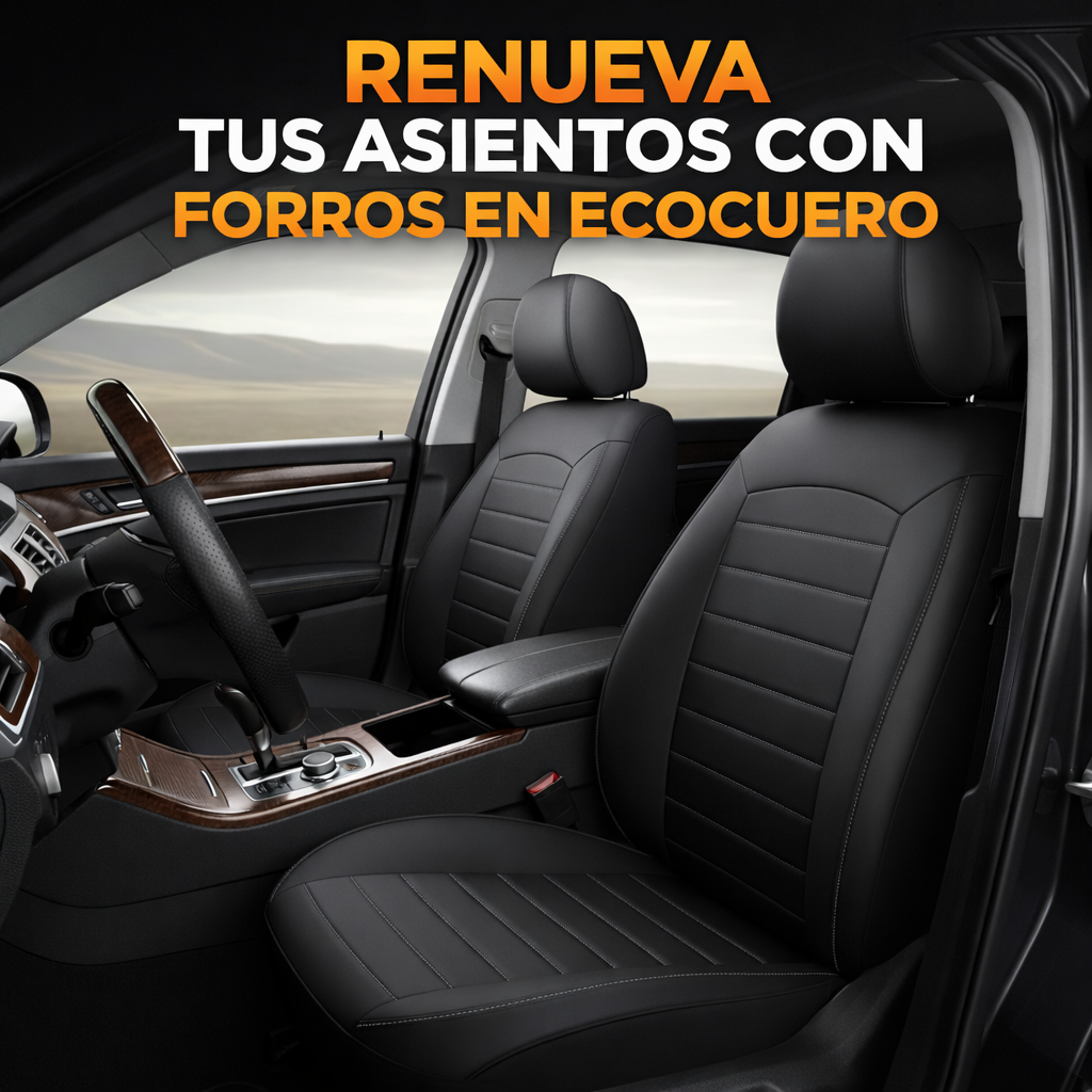 🧰 FORRO CUBRE ASIENTOS AUTO EN ECOCUERO Negros – PROTECCIÓN Y ESTILO 360°