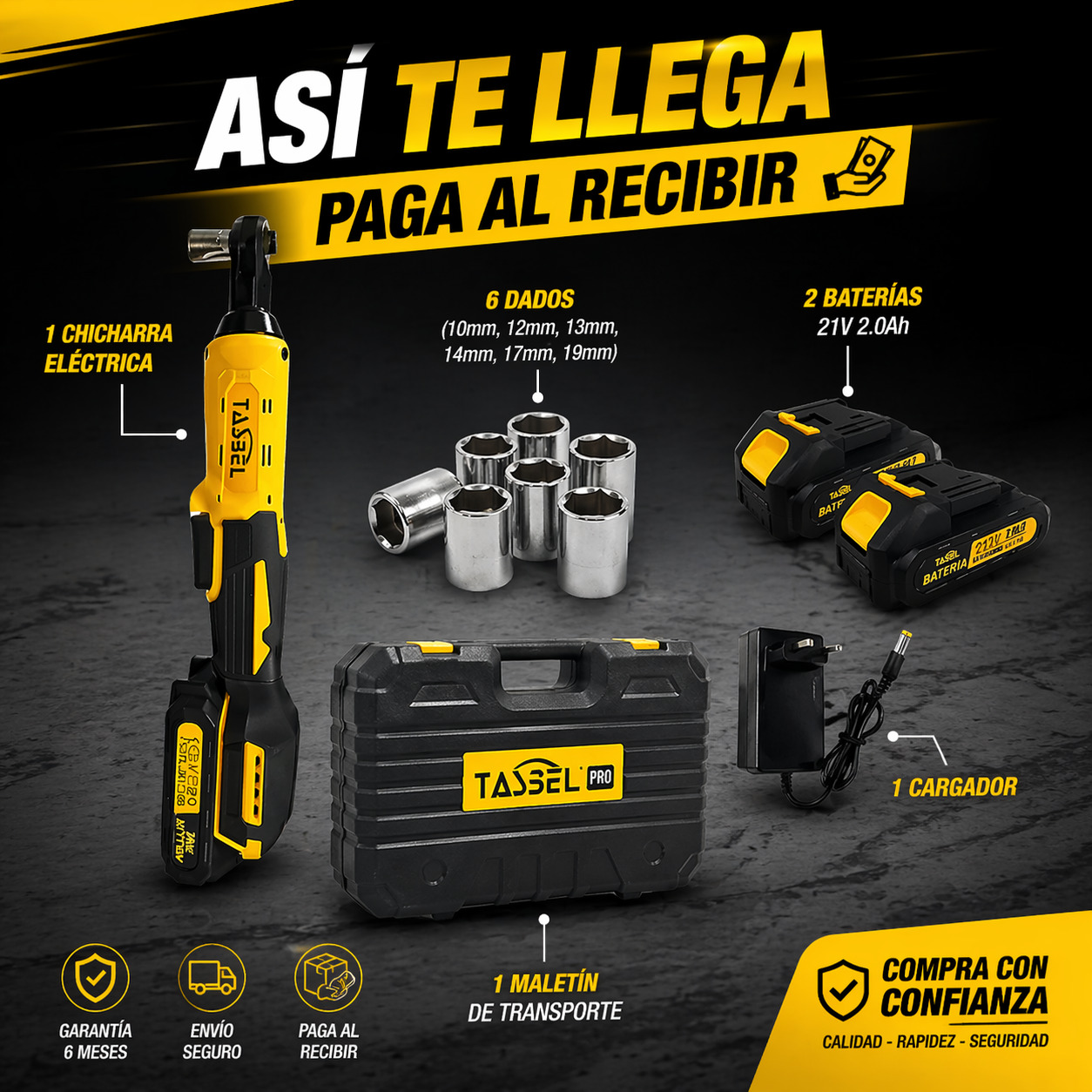 Chicharra Electrica Inalambrica Tasbel con 2 Baterias de litio
