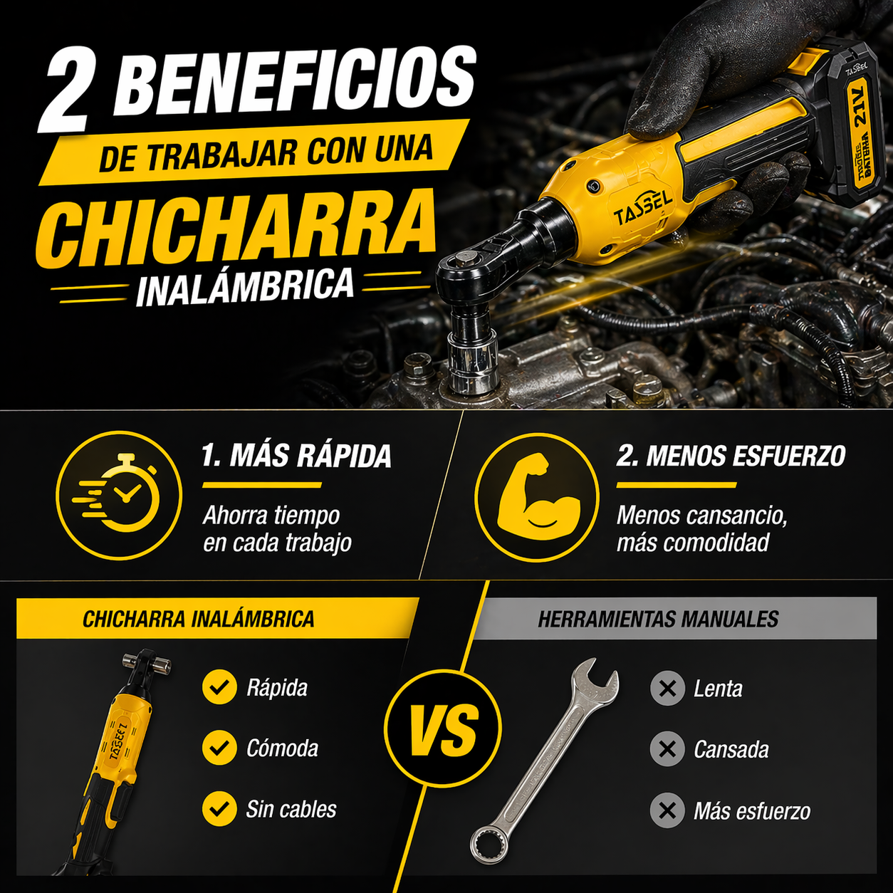 Chicharra Electrica Inalambrica Tasbel con 2 Baterias de litio