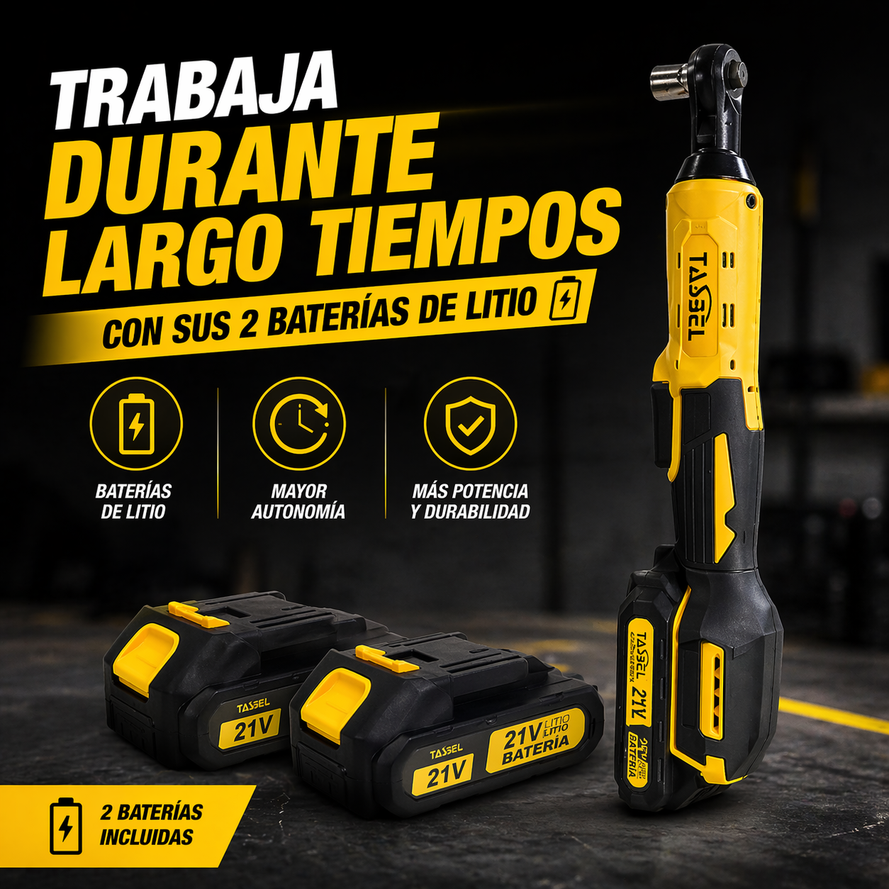 Chicharra Electrica Inalambrica Tasbel con 2 Baterias de litio
