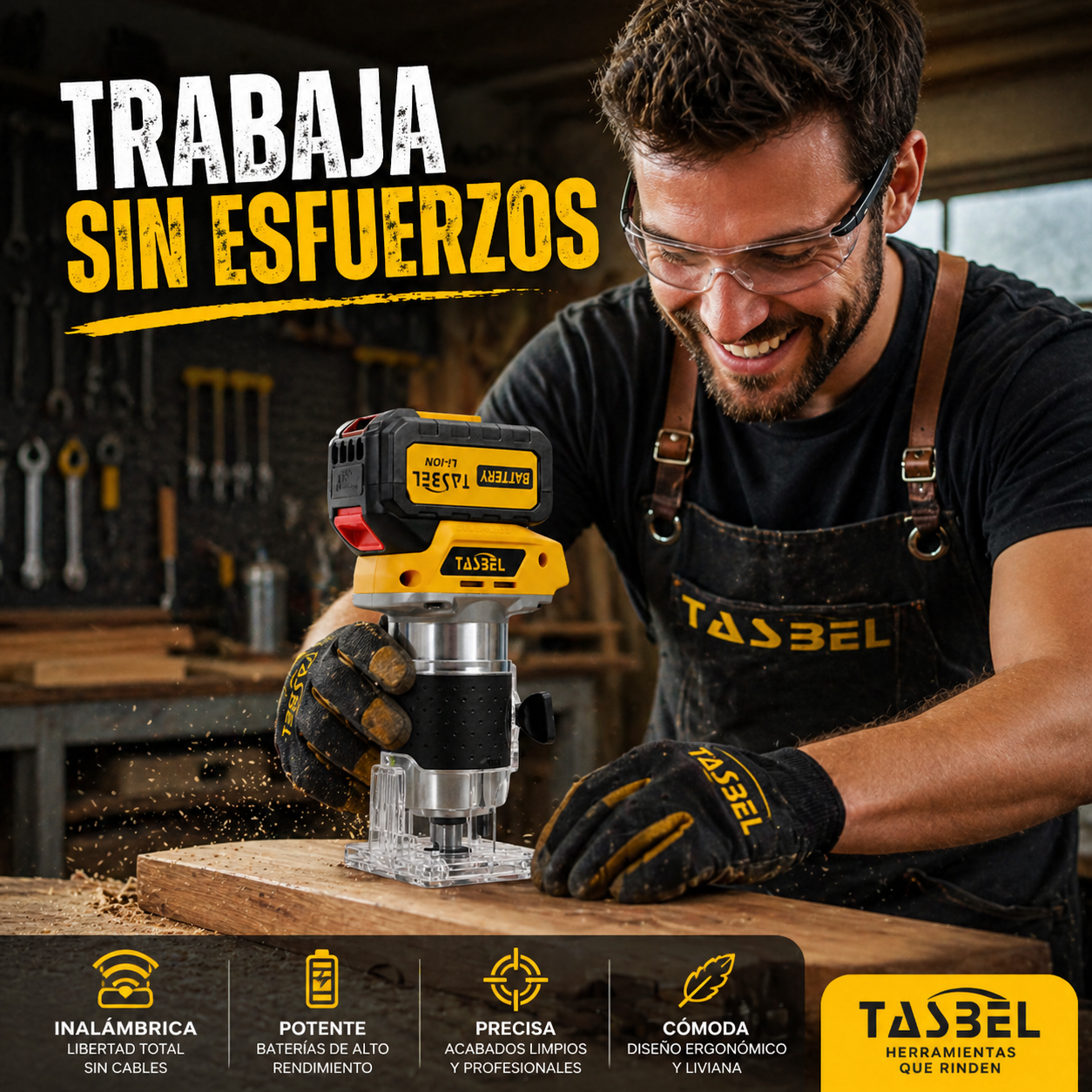 Fresadora Inalambrica Tasbel con Dos Baterias