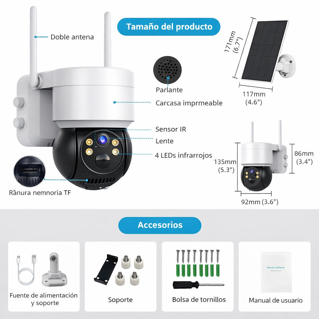 Cámara Exterior Solar Ip Wifi 1080p