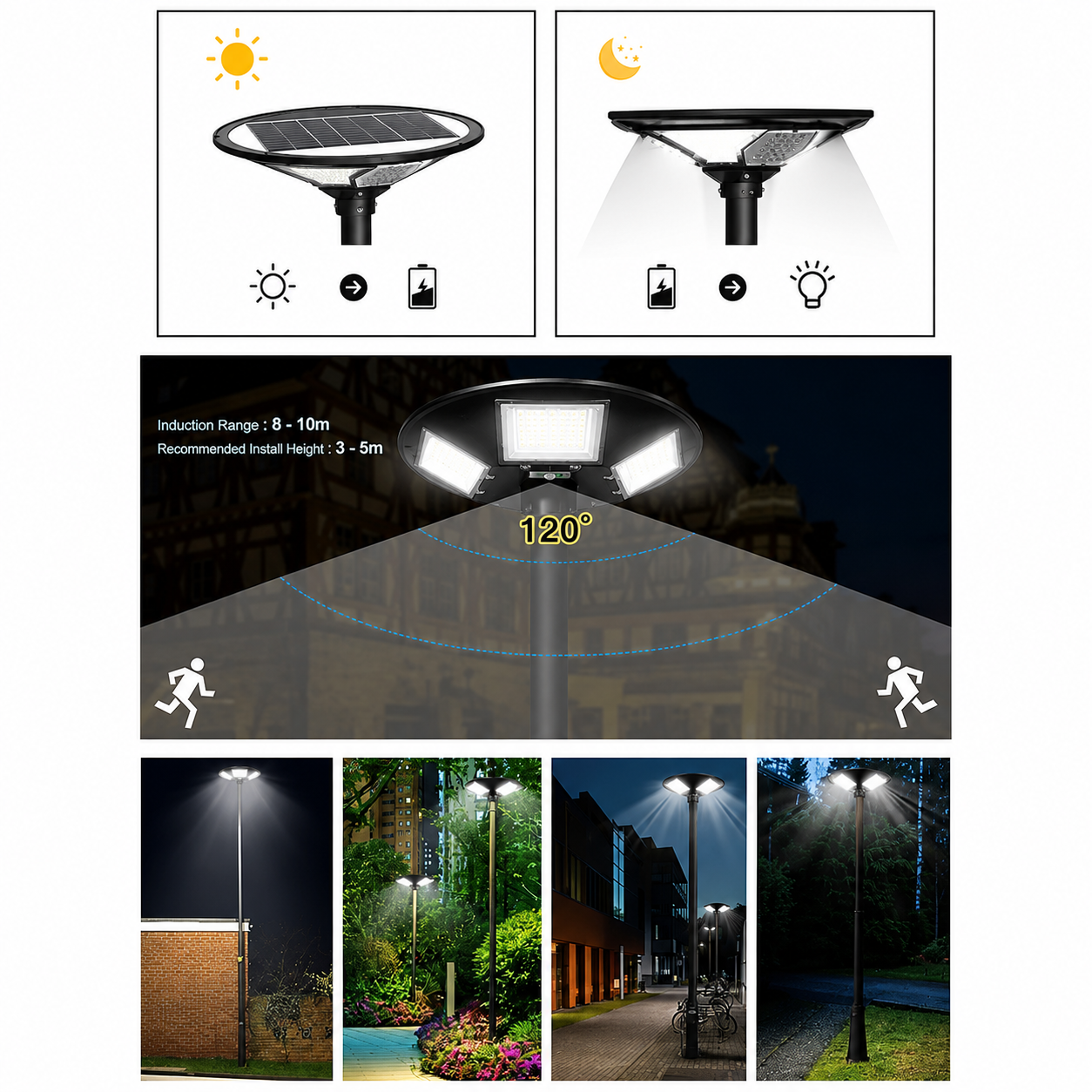 FOCO SOLAR LED UFO 500W CON SOPORTE