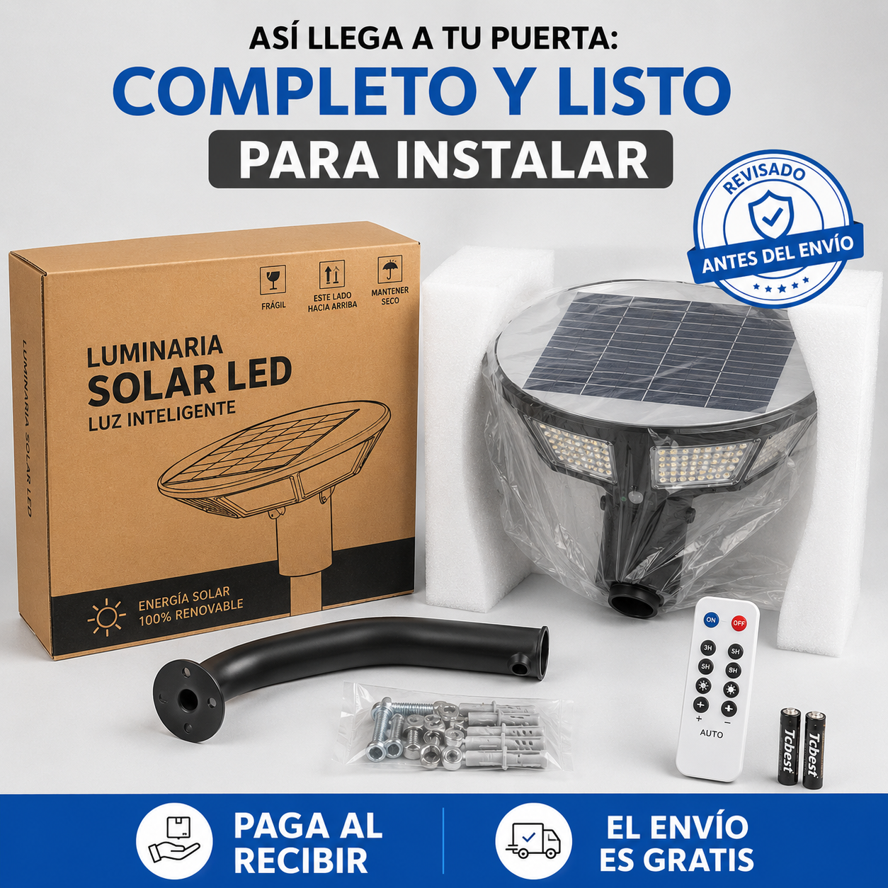 FOCO SOLAR LED UFO 500W CON SOPORTE