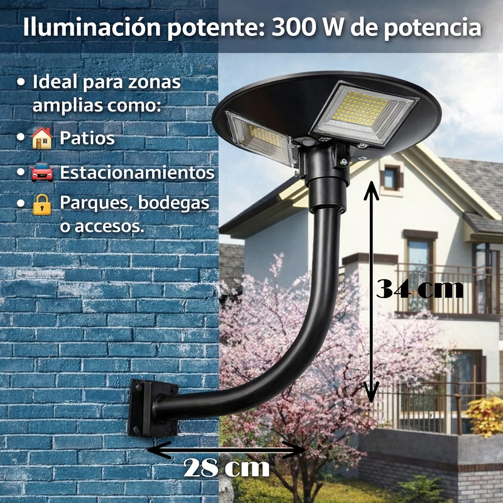 FOCO SOLAR LUMINARIA LED UFO 300 W Con SOPORTE TIPO L