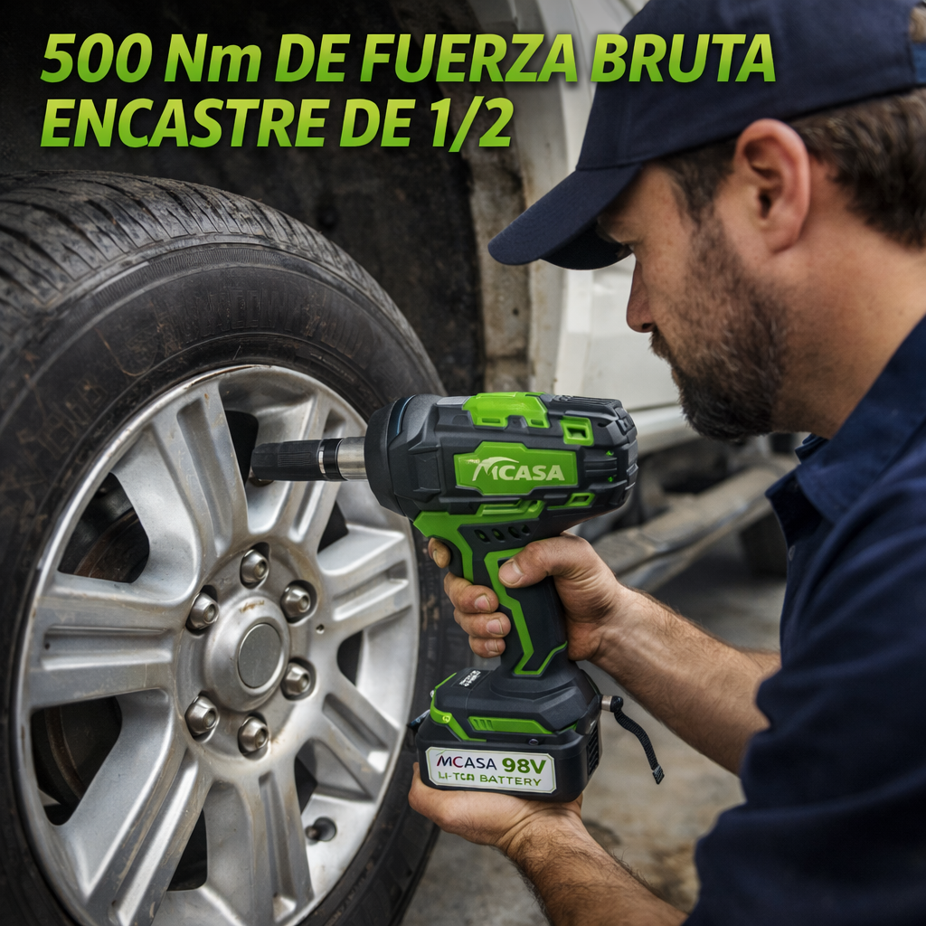 Llave de Impacto Inalámbrica 1/2” 500 Nm🔧⚡Original Mcasa