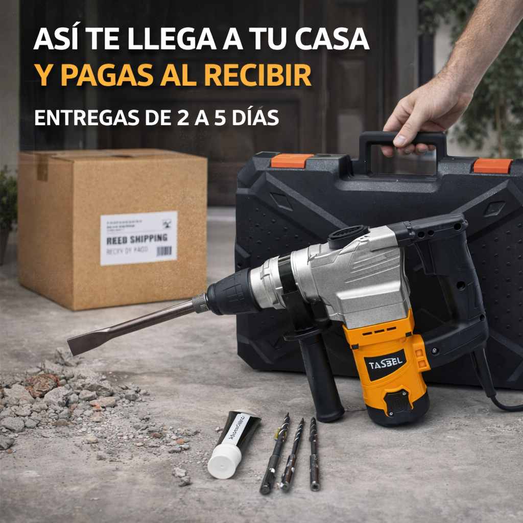 DEMOLEDOR 1500W IMPACTO TASBEL CON CINCEL – ROTOMARTILLO ELÉCTRICO