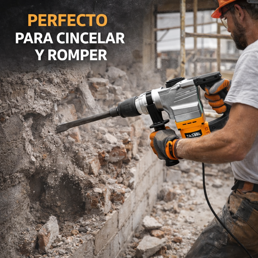 DEMOLEDOR 1500W IMPACTO TASBEL CON CINCEL – ROTOMARTILLO ELÉCTRICO