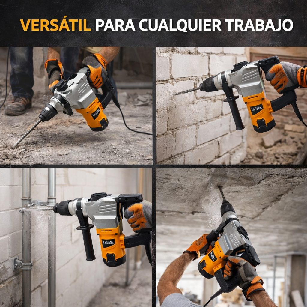 DEMOLEDOR 1500W IMPACTO TASBEL CON CINCEL – ROTOMARTILLO ELÉCTRICO