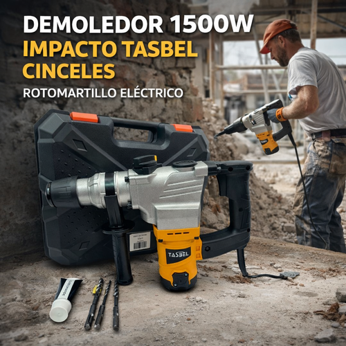DEMOLEDOR 1500W IMPACTO TASBEL CON CINCEL – ROTOMARTILLO ELÉCTRICO