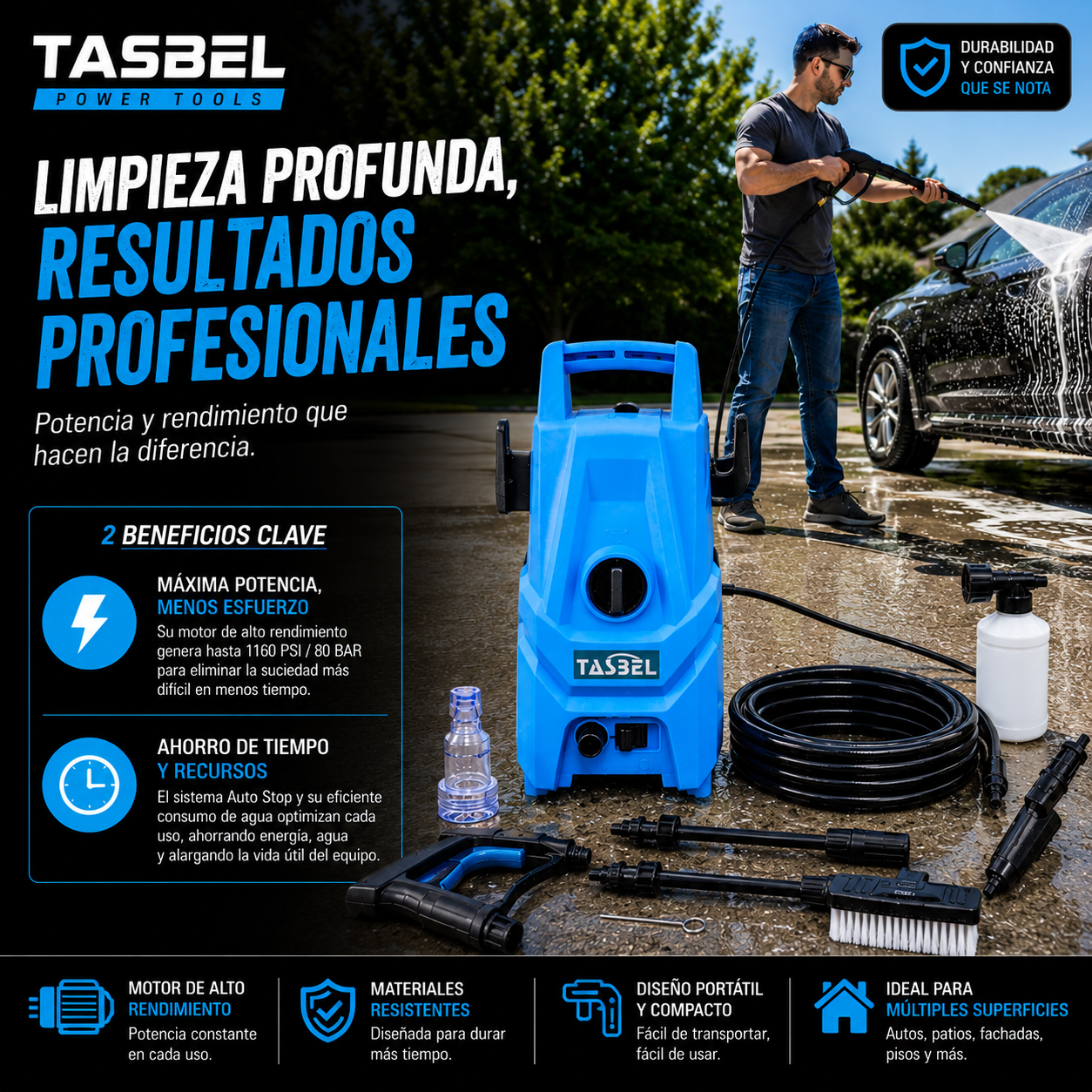 Hidrolavadora Electrica 1500w Tasbel