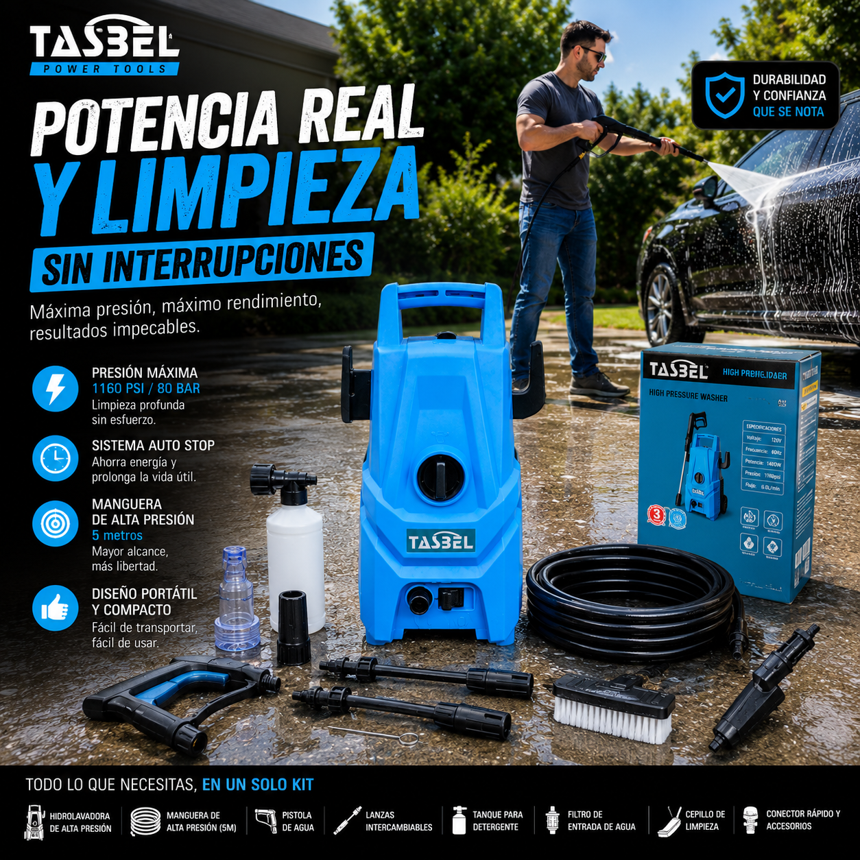 Hidrolavadora Electrica 1500w Tasbel