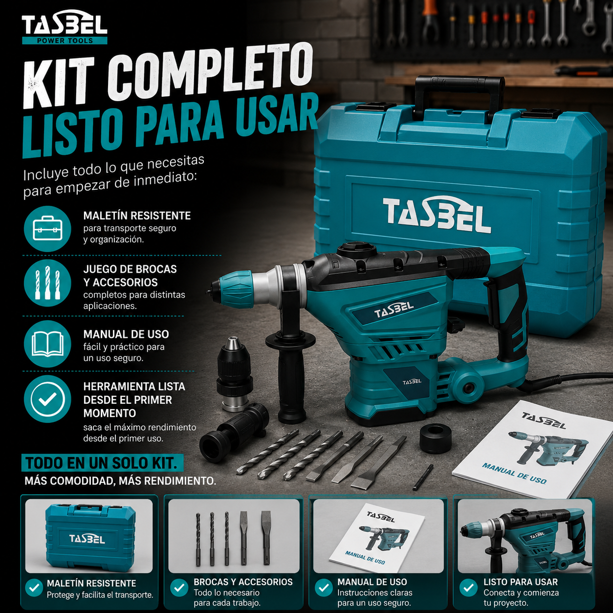 Demoledor Rotomartillo Taladro Azul