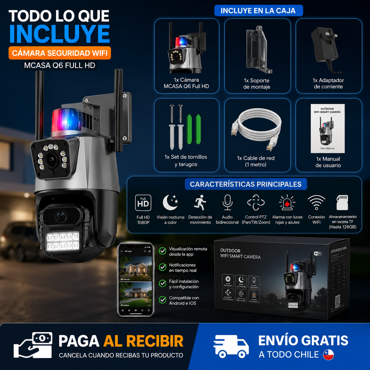 CÁMARA SEGURIDAD WIFI MCASA Q6 FULL HD
