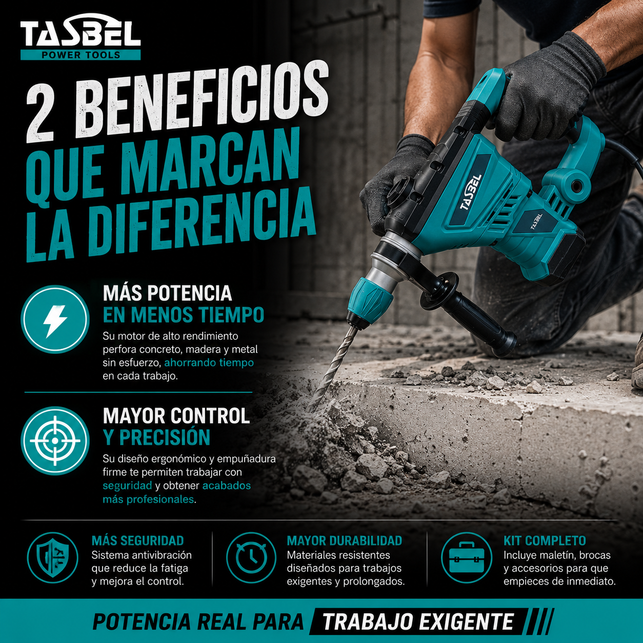 Demoledor Rotomartillo Taladro Azul