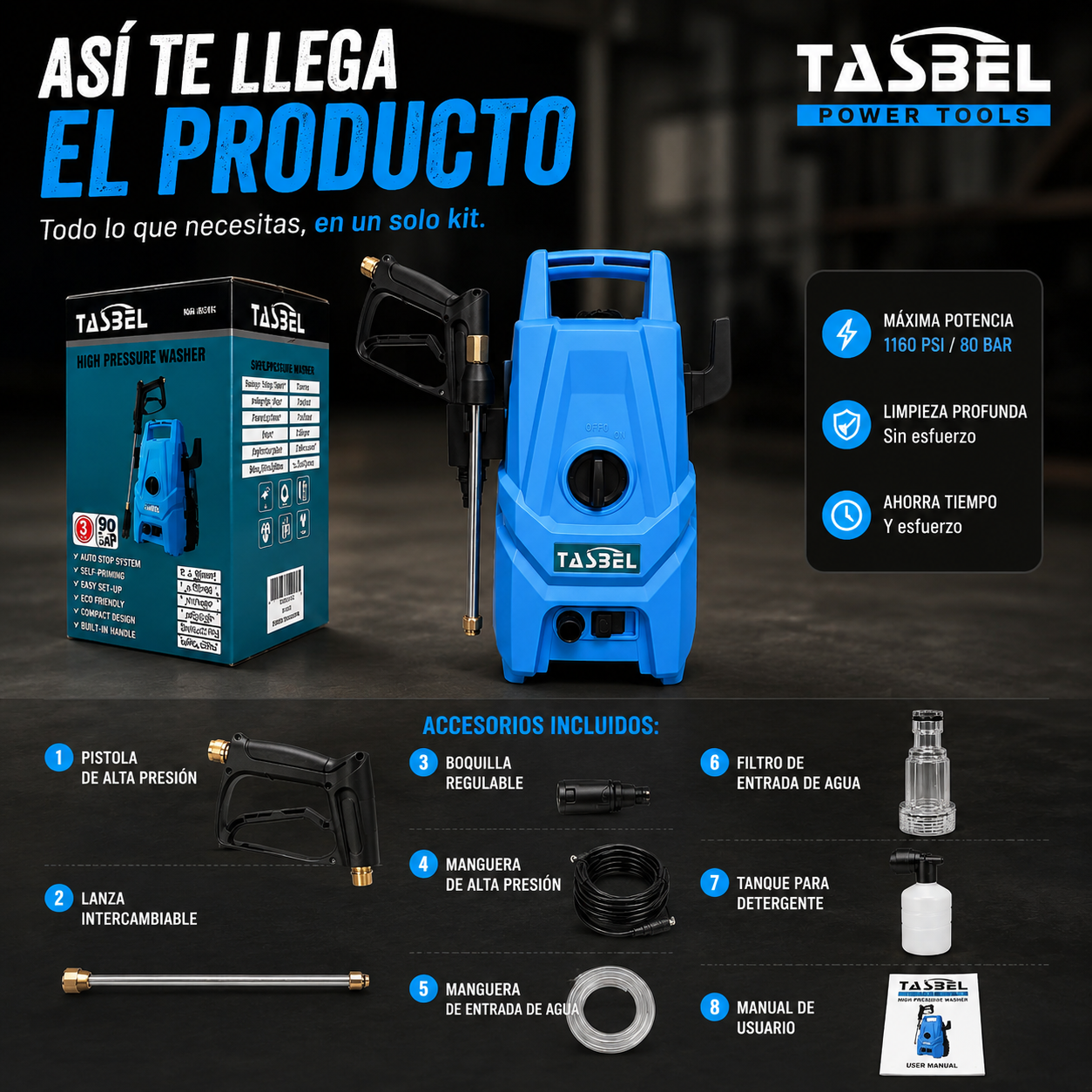 Hidrolavadora Electrica 1500w Tasbel