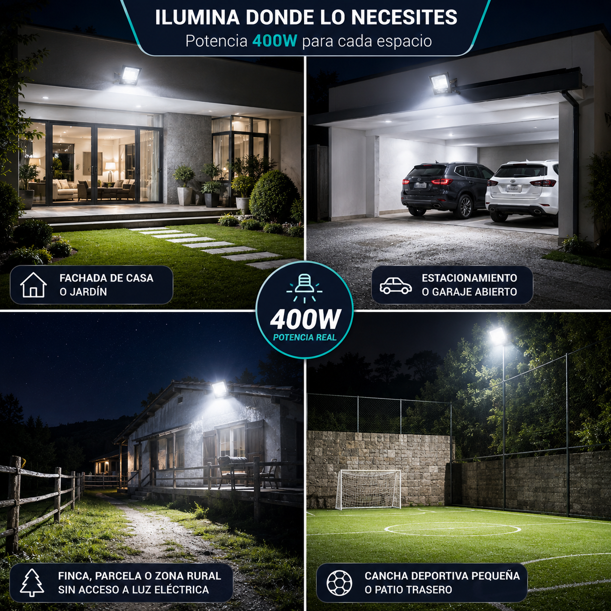 FOCO SOLAR REFLECTOR MCASA 400W – ILUMINACIÓN POTENTE PARA CUALQUIER ESPACIO 🌞💡