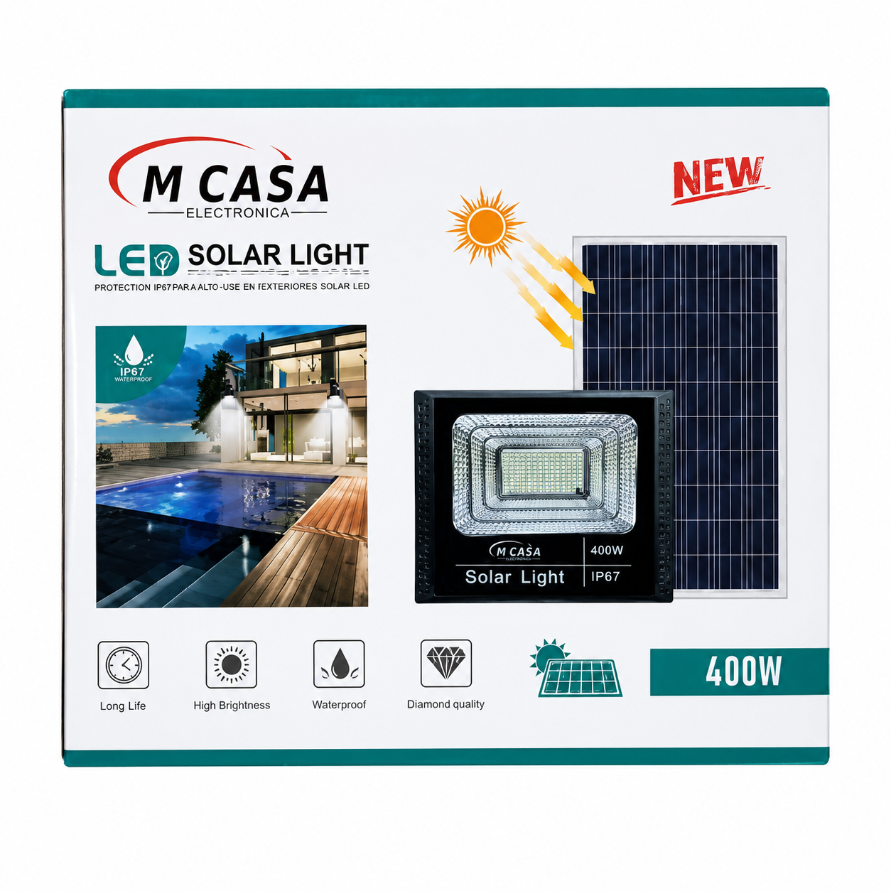 FOCO SOLAR REFLECTOR MCASA 400W – ILUMINACIÓN POTENTE PARA CUALQUIER ESPACIO 🌞💡