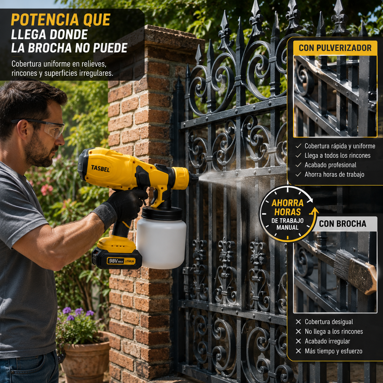 🎨 PISTOLA PULVERIZADORA INALÁMBRICA TASBEL – ACABADO PROFESIONAL EN MENOS TIEMPO