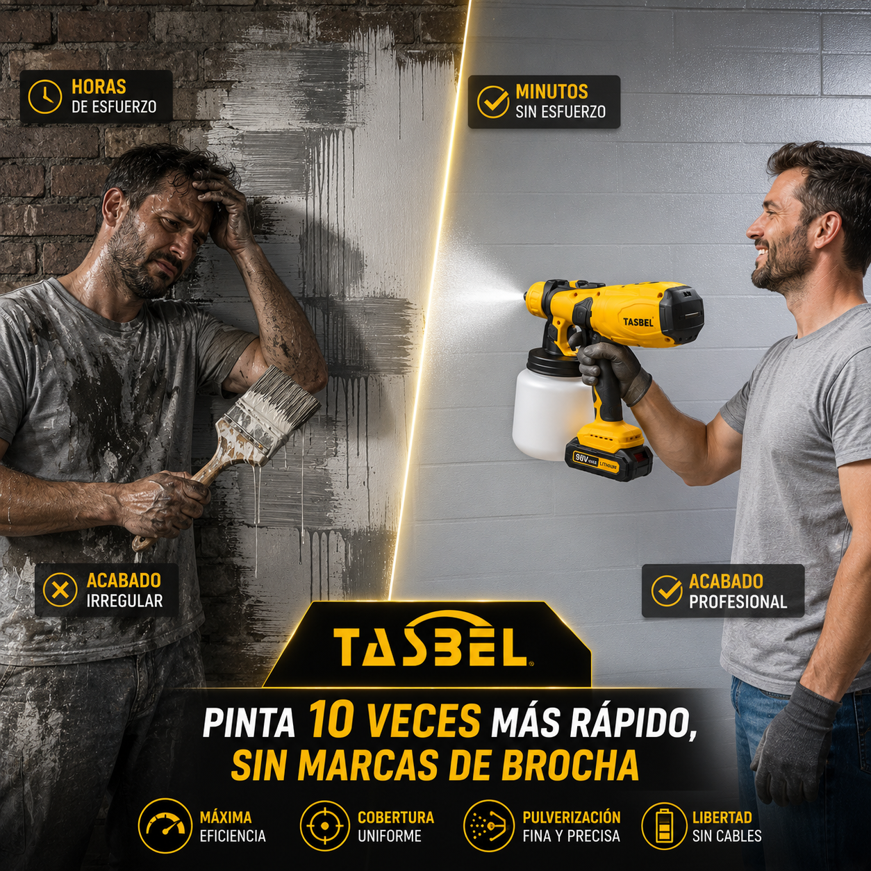 🎨 PISTOLA PULVERIZADORA INALÁMBRICA TASBEL – ACABADO PROFESIONAL EN MENOS TIEMPO