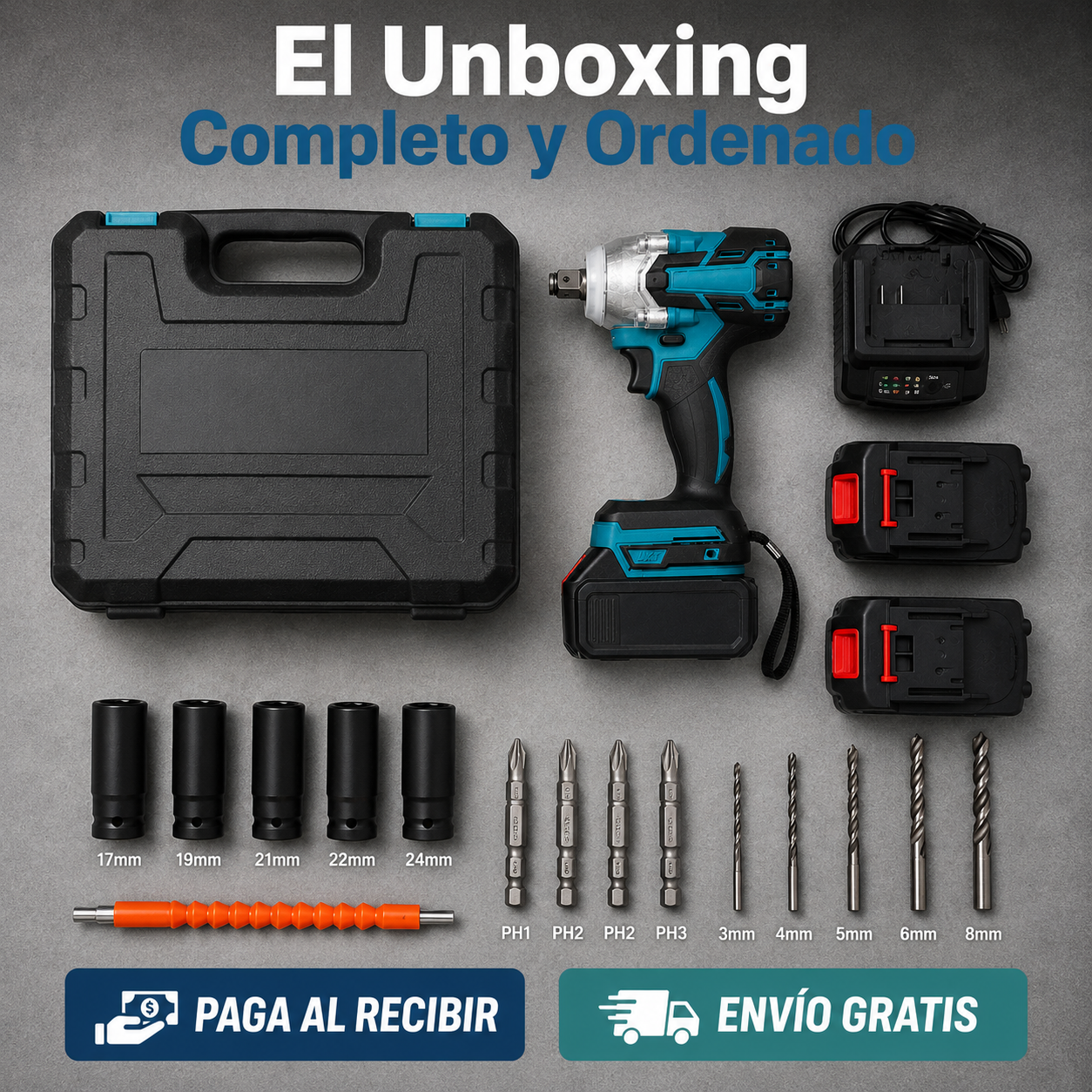 🔥 Llave Taladro Impacto Inalámbrica 20V – 1/2 Motor Brushless - 300 NM