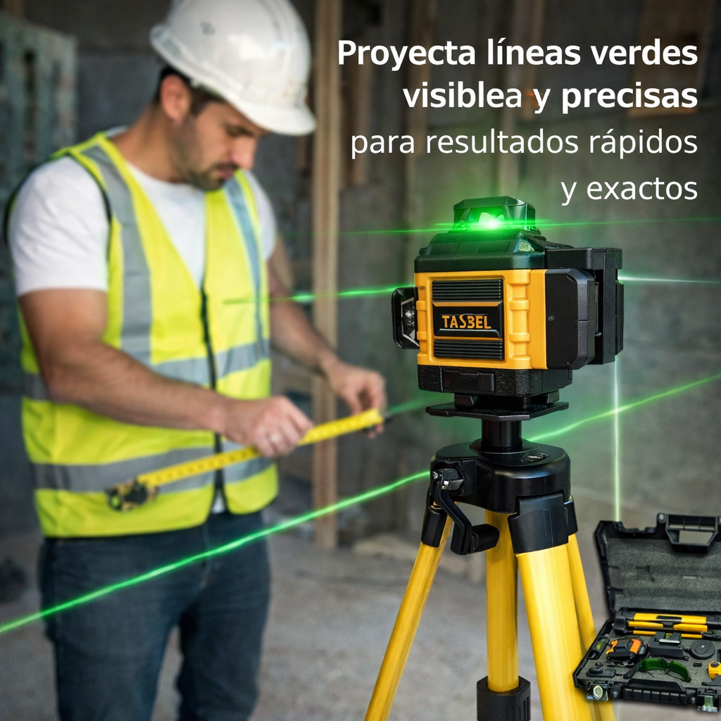 NIVEL LÁSER 4D DE 16 LÍNEAS Autonivelante - Incluye trípode y bases