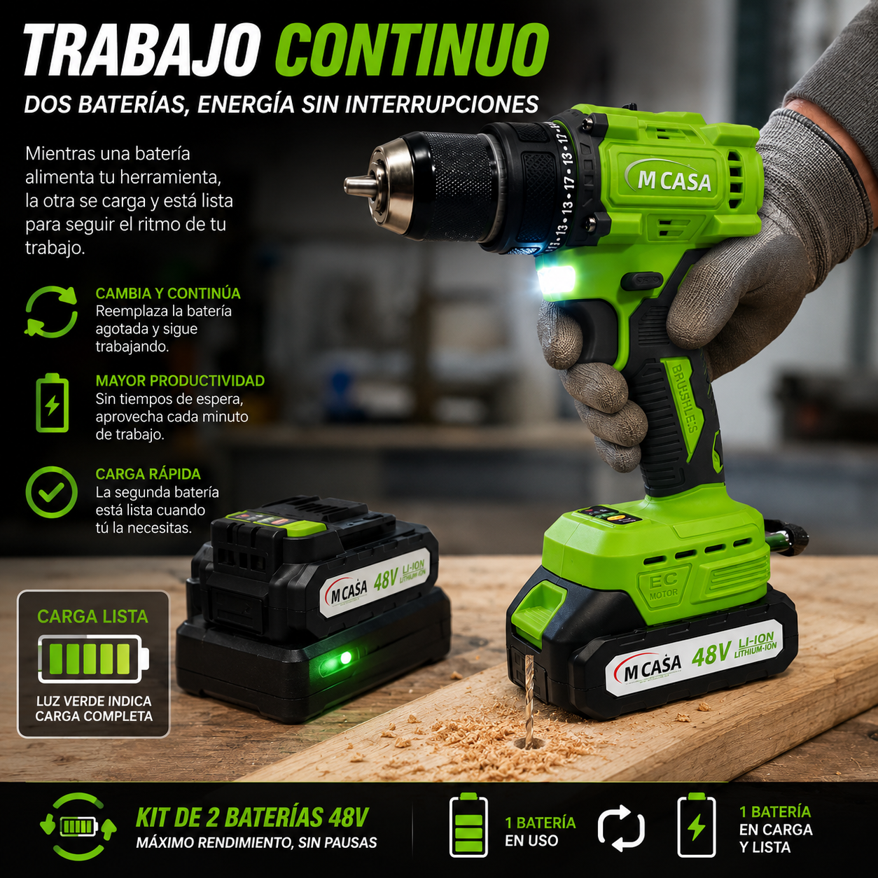🔥 TALADRO INALÁMBRICO MCASA 48V – POTENCIA Y LIBERTAD PARA TODOS TUS PROYECTOS 🔥