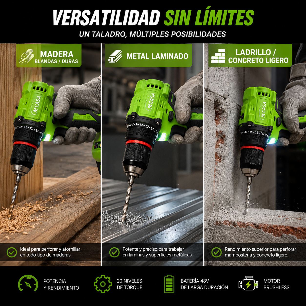 🔥 TALADRO INALÁMBRICO MCASA 48V – POTENCIA Y LIBERTAD PARA TODOS TUS PROYECTOS 🔥